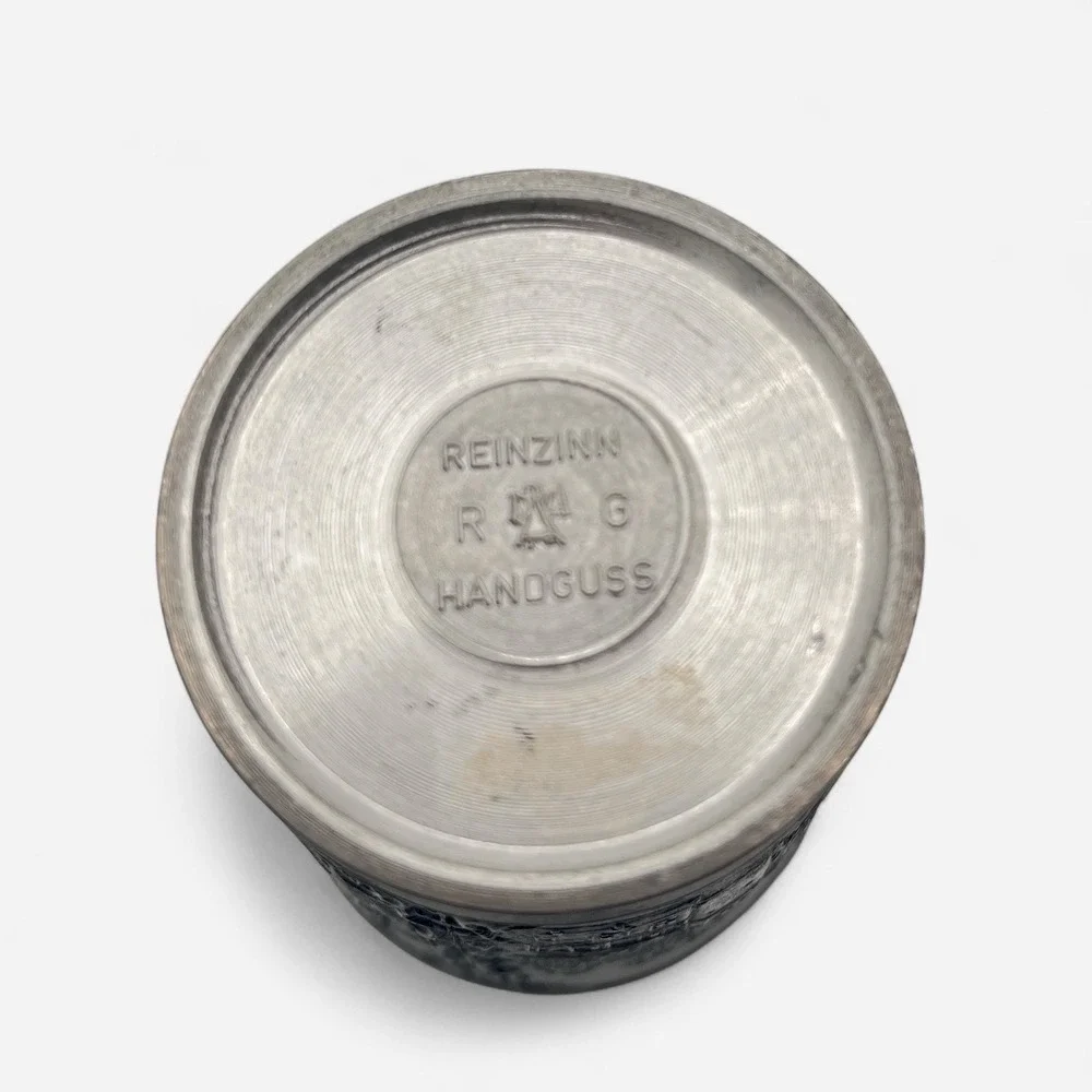 Vintage Rein Zinn RG German Pewter Wine Beer Cup Tumbler Castles Handguss‎